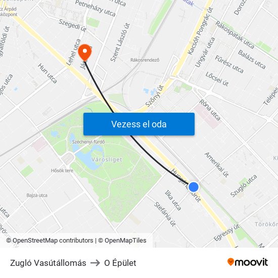 Zugló Vasútállomás to O Épület map