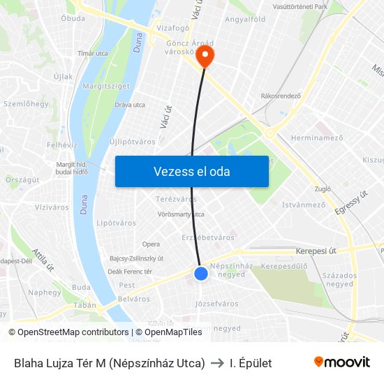 Blaha Lujza Tér M (Népszínház Utca) to I. Épület map