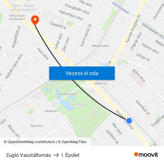 Zugló Vasútállomás to I. Épület map