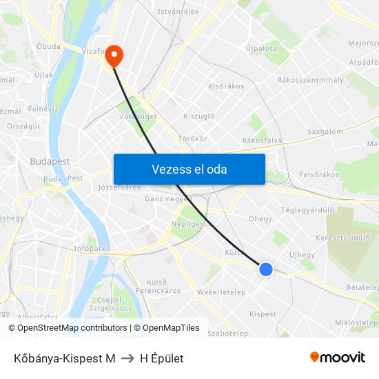 Kőbánya-Kispest M to H Épület map