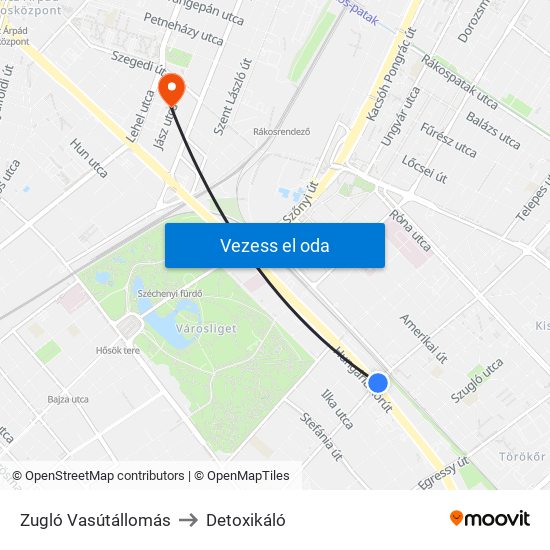 Zugló Vasútállomás to Detoxikáló map