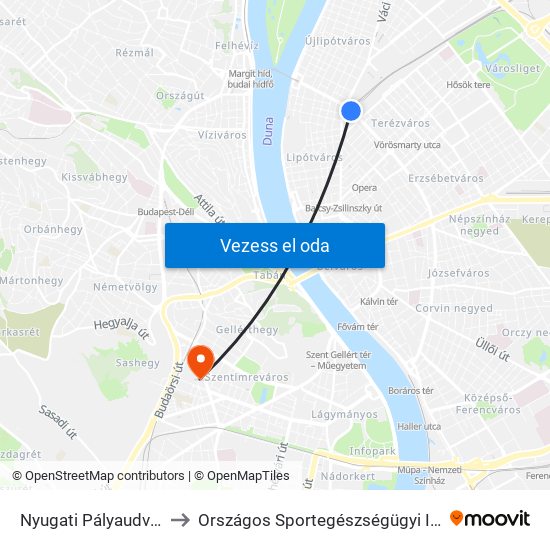 Nyugati Pályaudvar M to Országos Sportegészségügyi Intézet map