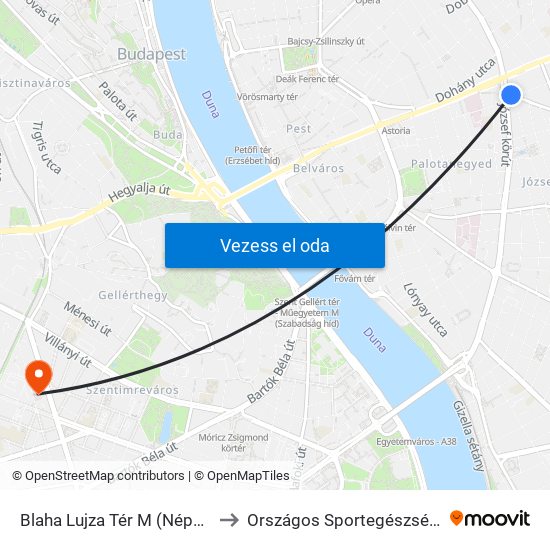 Blaha Lujza Tér M (Népszínház Utca) to Országos Sportegészségügyi Intézet map