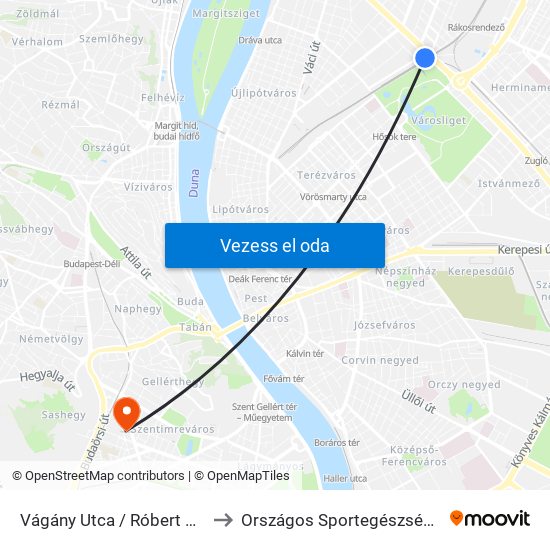 Vágány Utca / Róbert Károly Körút to Országos Sportegészségügyi Intézet map