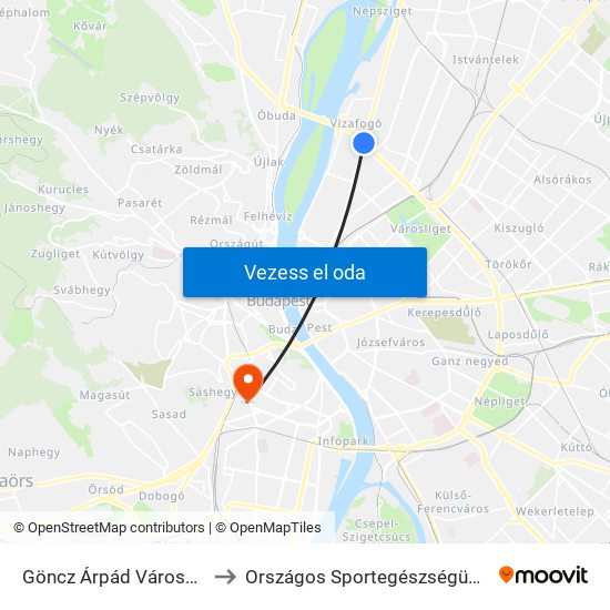 Göncz Árpád Városközpont to Országos Sportegészségügyi Intézet map