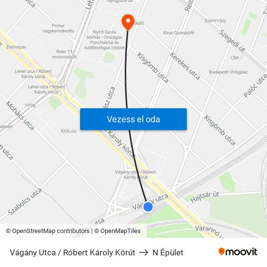 Vágány Utca / Róbert Károly Körút to N Épület map