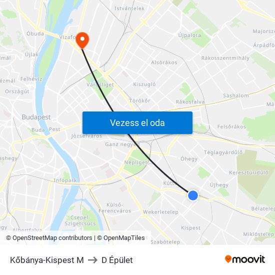 Kőbánya-Kispest M to D Épület map