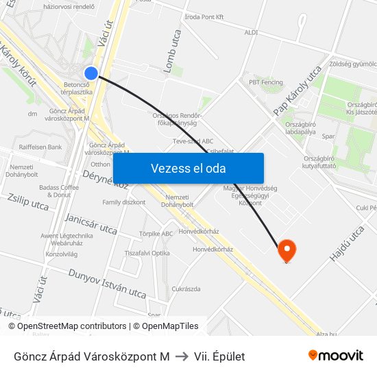 Göncz Árpád Városközpont M to Vii. Épület map