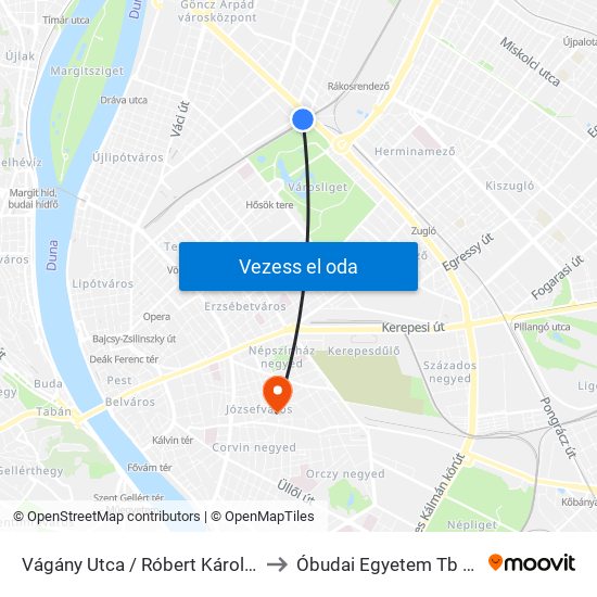 Vágány Utca / Róbert Károly Körút to Óbudai Egyetem Tb Épület map