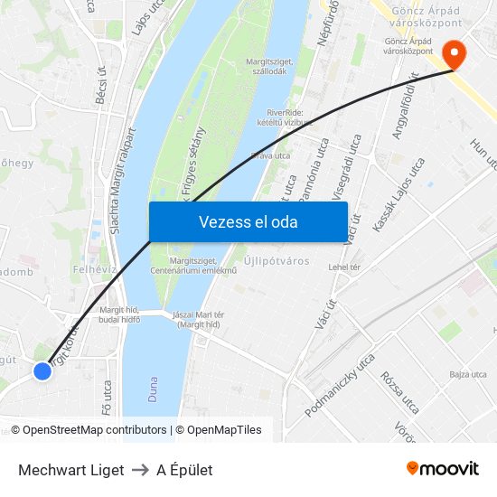 Mechwart Liget to A Épület map