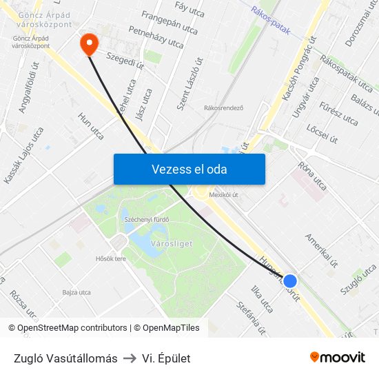 Zugló Vasútállomás to Vi. Épület map