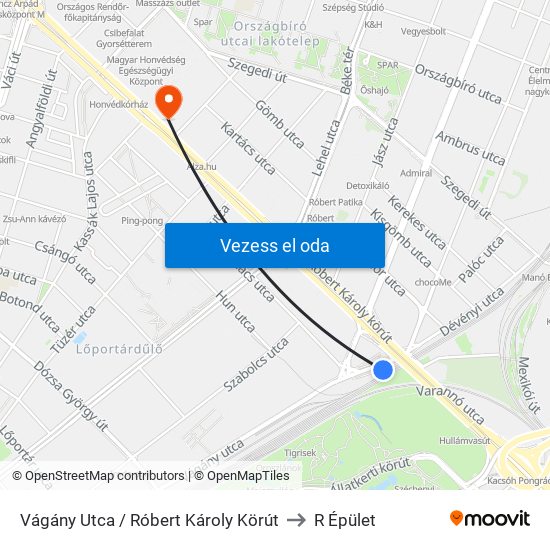 Vágány Utca / Róbert Károly Körút to R Épület map