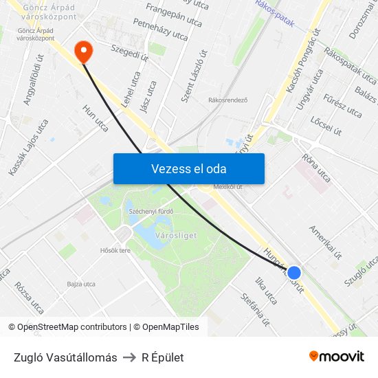 Zugló Vasútállomás to R Épület map