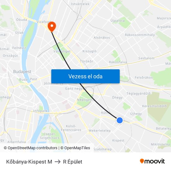 Kőbánya-Kispest M to R Épület map