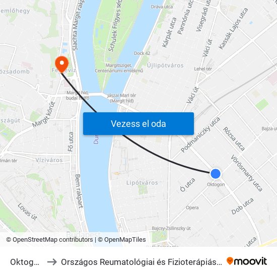 Oktogon M to Országos Reumatológiai és Fizioterápiás Intézet (ORFI) map