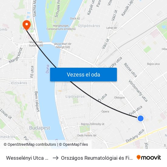 Wesselényi Utca / Erzsébet Körút to Országos Reumatológiai és Fizioterápiás Intézet (ORFI) map