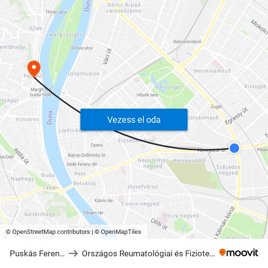 Puskás Ferenc Stadion to Országos Reumatológiai és Fizioterápiás Intézet (ORFI) map