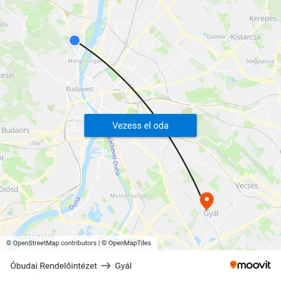 Óbudai Rendelőintézet to Gyál map