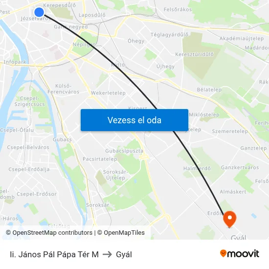 Ii. János Pál Pápa Tér M to Gyál map