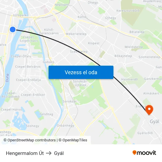 Hengermalom Út to Gyál map