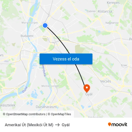 Amerikai Út (Mexikói Út M) to Gyál map