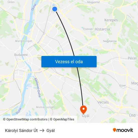 Károlyi Sándor Út to Gyál map