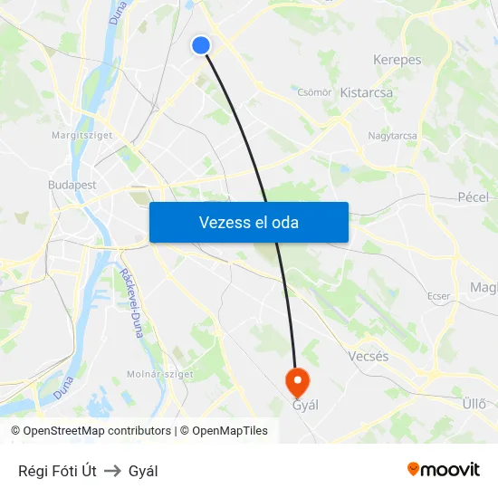 Régi Fóti Út to Gyál map