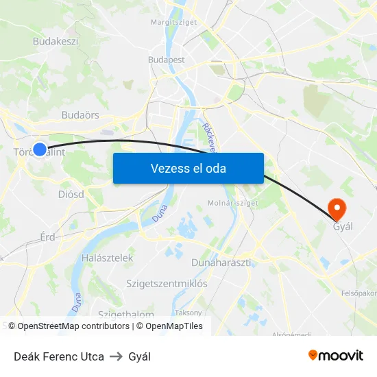 Deák Ferenc Utca to Gyál map