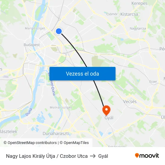 Nagy Lajos Király Útja / Czobor Utca to Gyál map