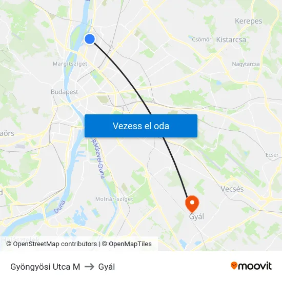 Gyöngyösi Utca M to Gyál map