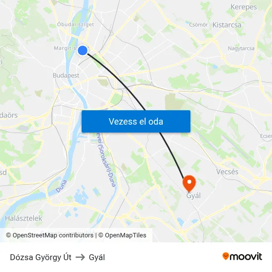 Dózsa György Út to Gyál map