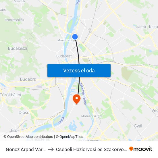 Göncz Árpád Városközpont to Csepeli Háziorvosi és Szakorvosi Rendelő Intézet map