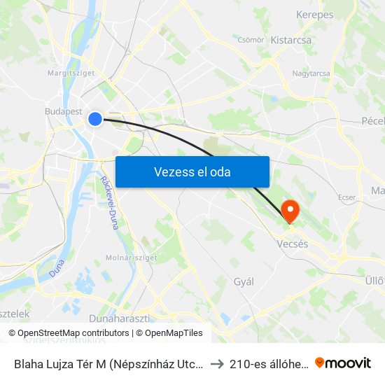 Blaha Lujza Tér M (Népszínház Utca) to 210-es állóhely map