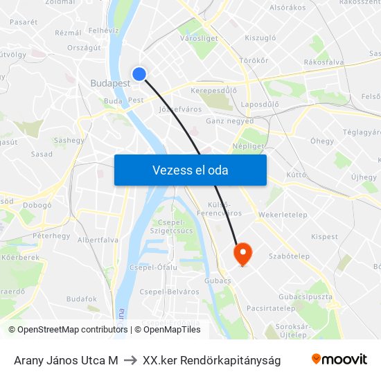 Arany János Utca M to XX.ker Rendörkapitányság map