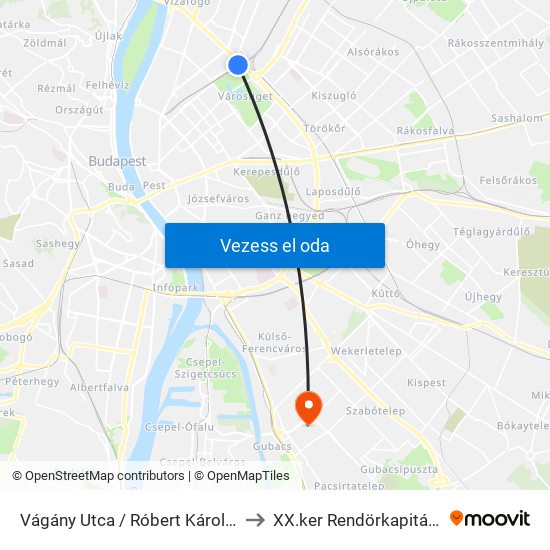Vágány Utca / Róbert Károly Körút to XX.ker Rendörkapitányság map