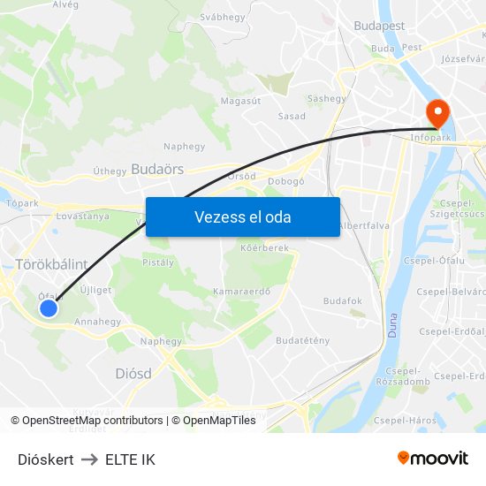 Dióskert to ELTE IK map