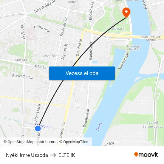 Nyéki Imre Uszoda to ELTE IK map