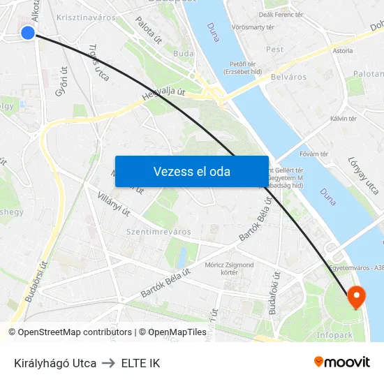 Királyhágó Utca to ELTE IK map