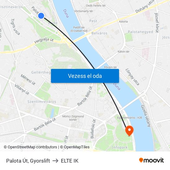 Palota Út, Gyorslift to ELTE IK map