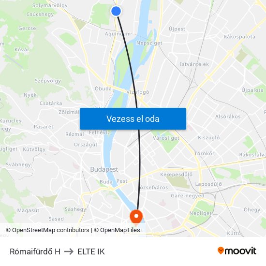 Rómaifürdő H to ELTE IK map