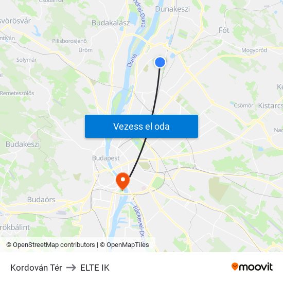 Kordován Tér to ELTE IK map