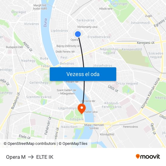 Opera M to ELTE IK map