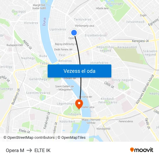Opera M to ELTE IK map
