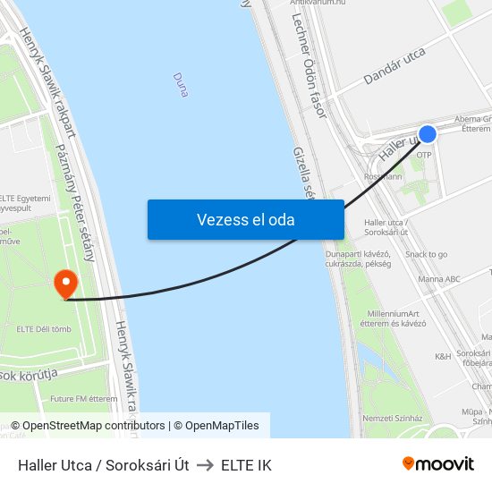 Haller Utca / Soroksári Út to ELTE IK map