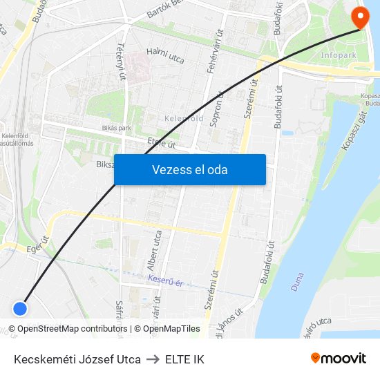 Kecskeméti József Utca to ELTE IK map