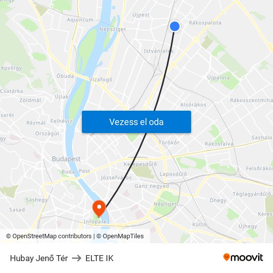 Hubay Jenő Tér to ELTE IK map