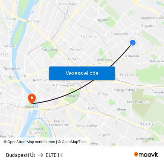 Budapesti Út to ELTE IK map