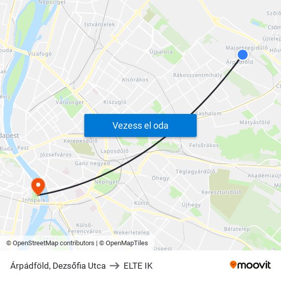 Árpádföld, Dezsőfia Utca to ELTE IK map