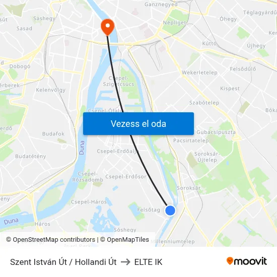 Szent István Út / Hollandi Út to ELTE IK map