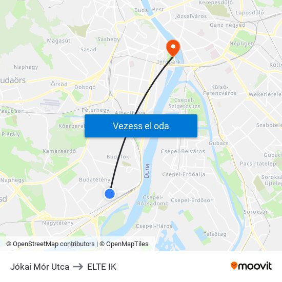 Jókai Mór Utca to ELTE IK map